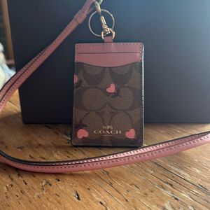 Coach pink hearts lanyard